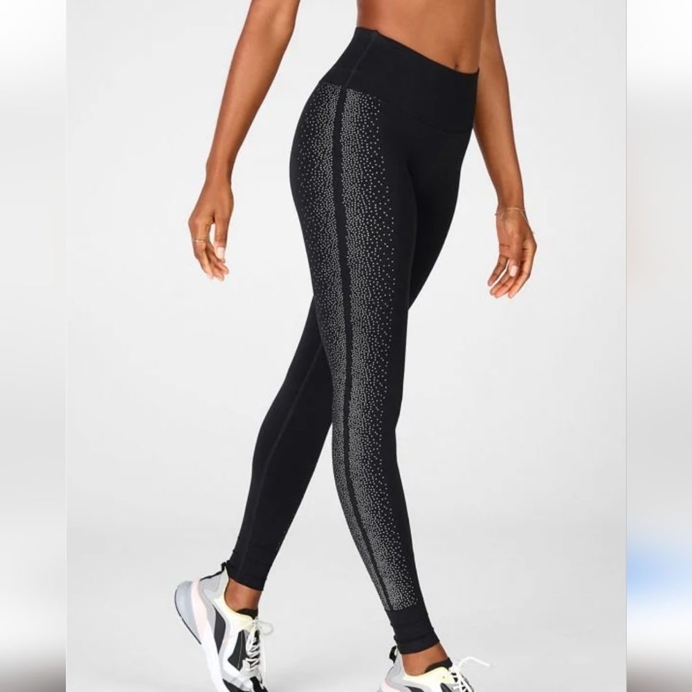 Sculptknit by Fabletics Black Thick‎ Leggings Polka Dot Confetti size XS